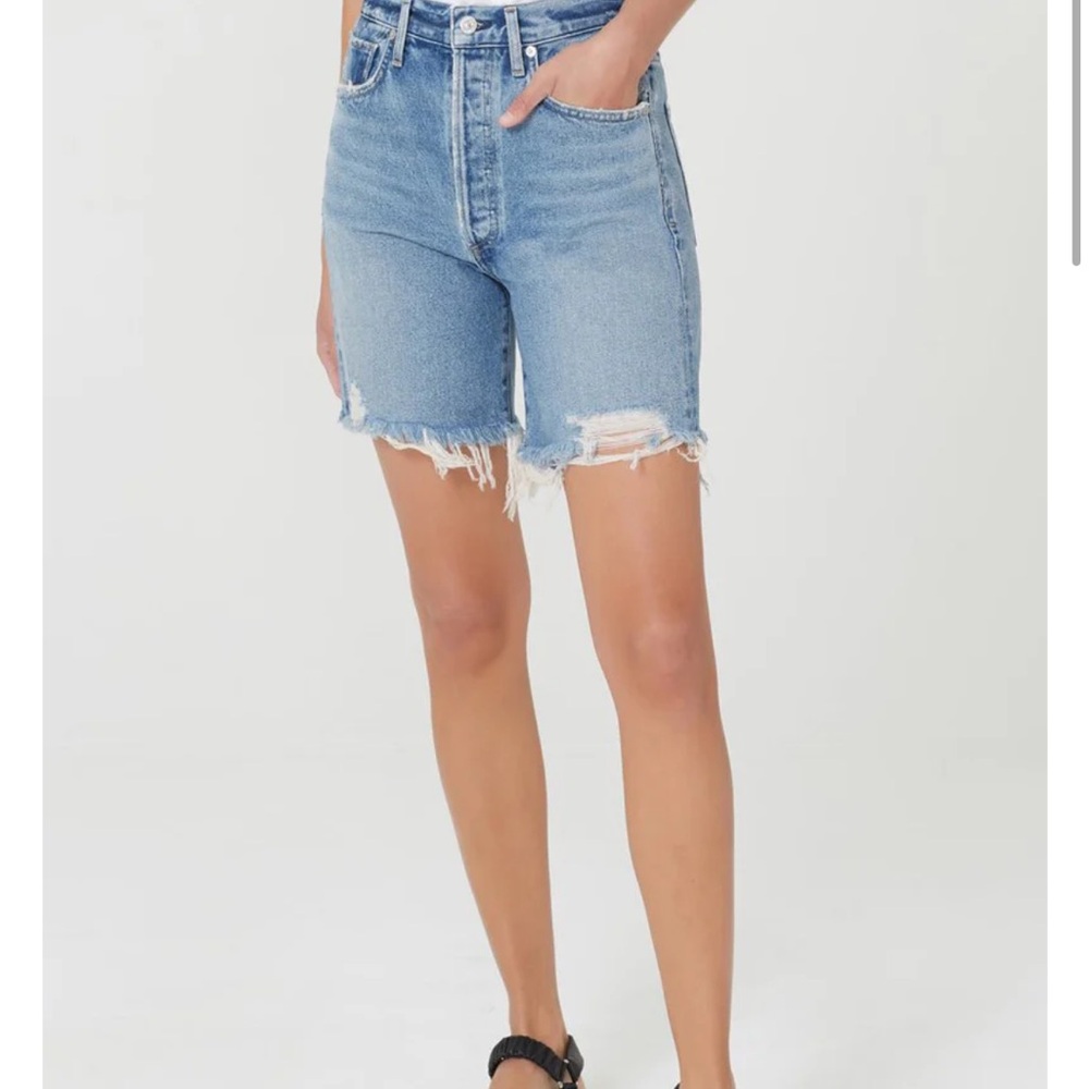 Citizens Of Humanity Light Blue Distressed Denim Jean Shorts